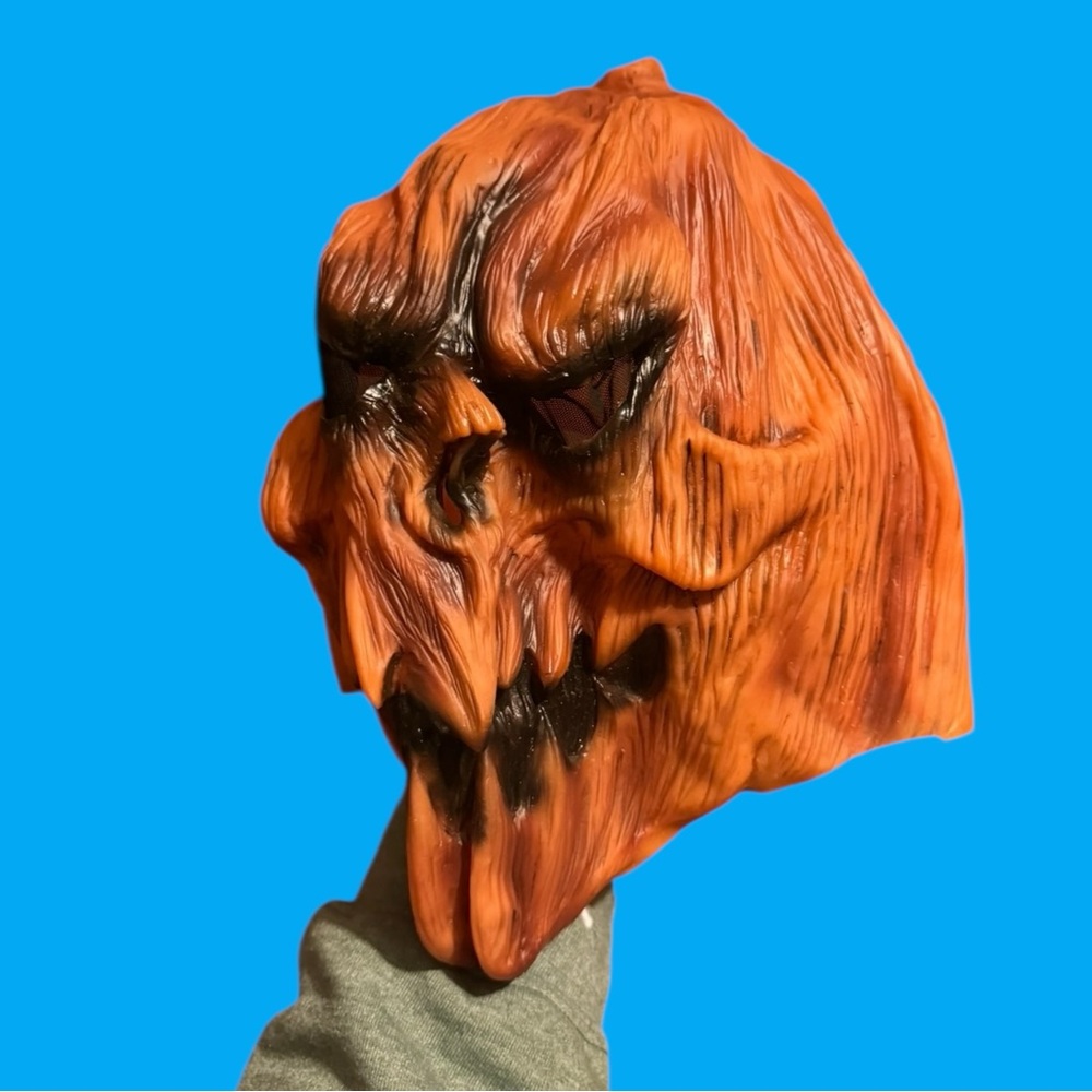 Spirit Halloween Evil Scary Pumpkin Jack O Lantern Mask Horror Costume